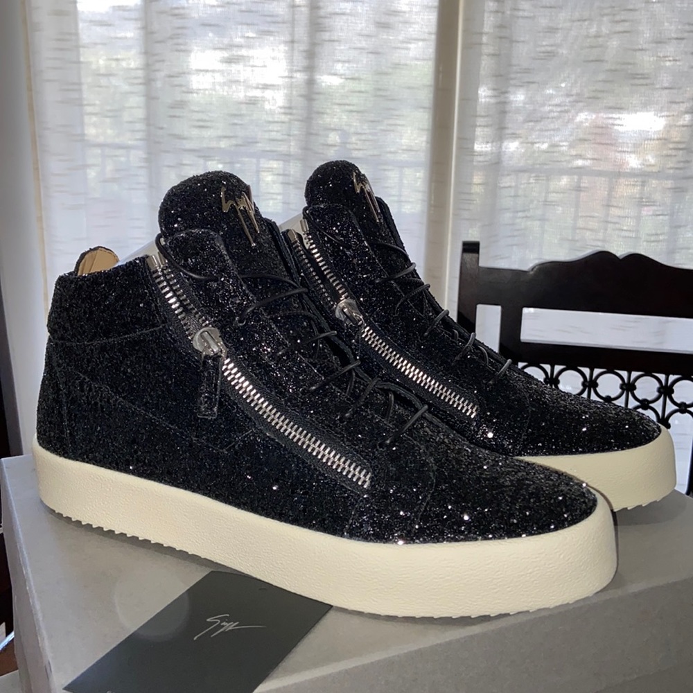 Giuseppe Zanotti Mens Black Glitter Sneakers